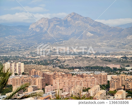 Urban Mountain Development, Vibrant Neighborhoods Stacked Along Mountain Foothills With Bustling Streets 136638806