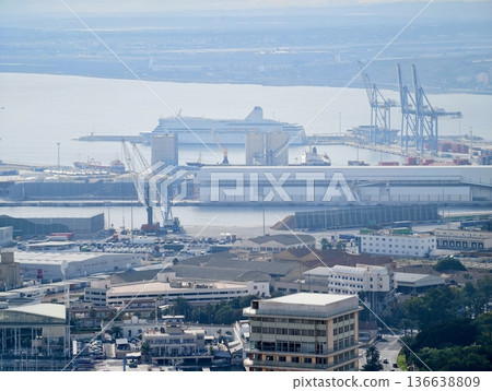 Harbor Cranes Loading, Portside Scene With Busy Cranes, Vast Port With Cargo Ships And Machinery 136638809