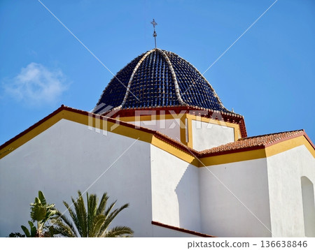 Mediterranean Historical Ambiance, Charming Mediterranean Church Featuring Mosaics And Vibrant Colors Mediterranean Historical Ambiance, Charming Mediterranean Church Featuring Mosaics And Vibrant Colors 136638846