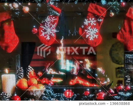 Festive Shopping Scene, Decorative Storefront Reflection Featuring Cozy Holiday Lighting And Atmosphere 136638868