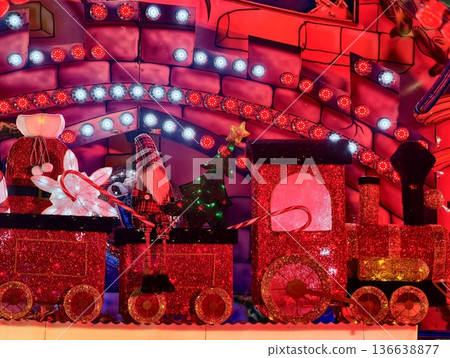 Vibrant Handcrafted Train Featuring Bird Figures And Festive Decorations Perfect For Holiday Events Vibrant Handcrafted Train Featuring Bird Figures And Festive Decorations Perfect For Holiday Events 136638877