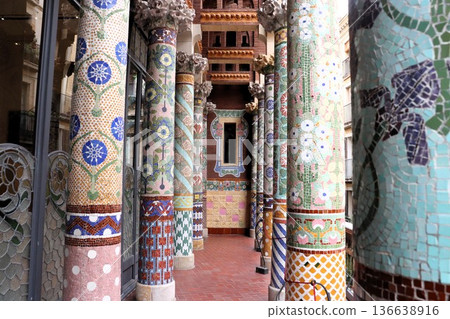 World Heritage Site, Palau de la Música Catalana, balcony, Barcelona, Spain, Europe 136638916