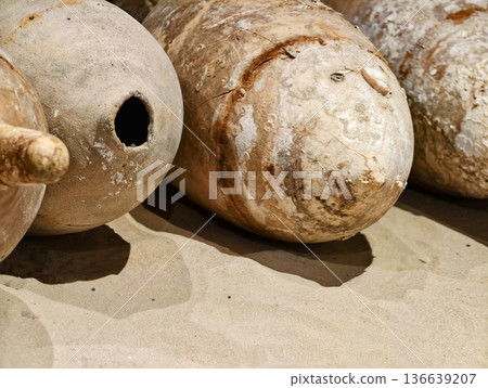 Exhibition Of Aged Maritime Pottery Featuring Salt Encrustations And Evidence Of Submerged History Exhibition Of Aged Maritime Pottery Featuring Salt Encrustations And Evidence Of Submerged History 136639207