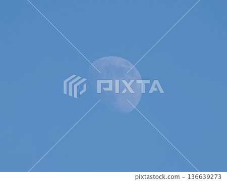 Serene Dusk With Gentle Moon, Peaceful Twilight Setting With Hazy Atmosphere And Subdued Light 136639273