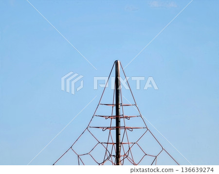 Modern Playground With Climbing Features, Outdoor Play Area Showcasing Colorful Climbing Apparatus 136639274