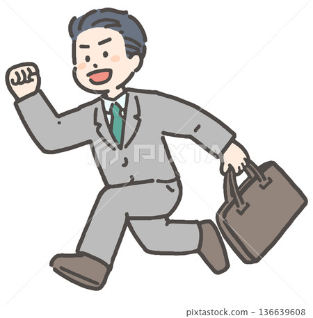 Young and mid-career businessmen running with a smile Young and mid-career businessmen running with a smile 136639608