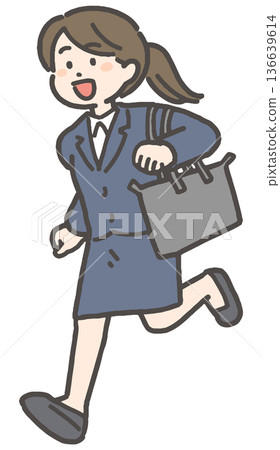 A young businesswoman running with a smile A young businesswoman running with a smile 136639614