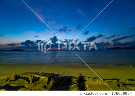Landscape view of majestic clouds in the sky sunset or sunrise over sea with reflection in the tropical sea,Beautiful cloudscape scenery,Amazing light of nature Landscape nature background Landscape view of majestic clouds in the sky sunset or sunrise over sea with reflection in the tropical sea,Beautiful cloudscape scenery,Amazing light of nature Landscape nature background 136639994
