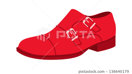 Monkstrap mens red double buckle flat shoe. Twin strap leather footwear modern formal smart style. Technical fashion Monkstrap mens red double buckle flat shoe. Twin strap leather footwear modern formal smart style. Technical fashion 136640179