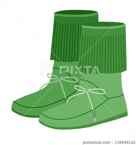 Green lace-up fringed ankle boot women flat pair. Fringe trim with side lacing for concert evening, season. Technical 136640182