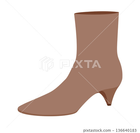 Brown curved kitten heel boot women color flat pair. Contoured shaft with low heel for autumn and chic wear. Technical  136640183