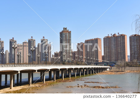 An empty bridge in Luoyang, China during the covid lockdown in 2020 An empty bridge in Luoyang, China during the covid lockdown in 2020 136640277