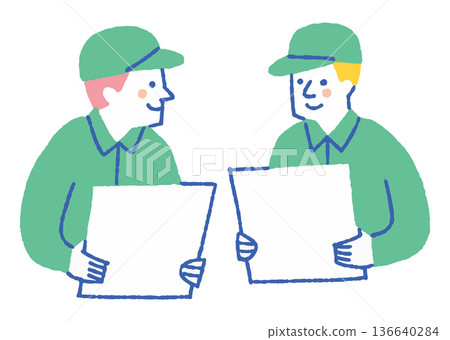 工廠工人正在檢查印刷材料_彩色 136640284