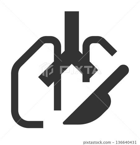 呼吸外科手術圖示（簡潔線條畫，單色） 136640431