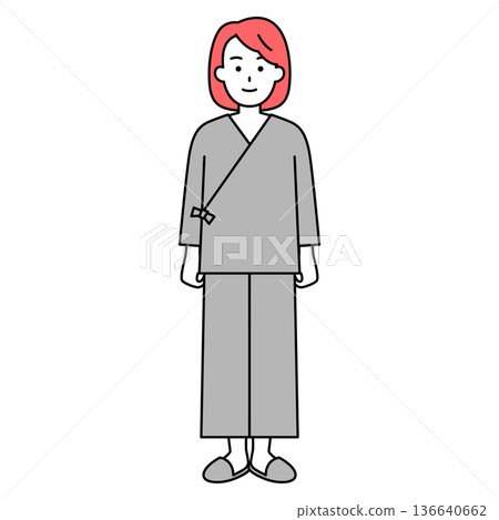 A young woman in a hospital examination gown (full body) 136640662