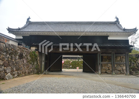 從高知城內眺望高知城大手門(高知縣高知市) 從高知城內眺望高知城大手門(高知縣高知市) 136640700