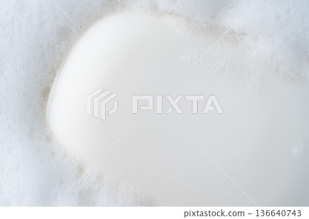 Close-up of lathered white bar soap 136640743