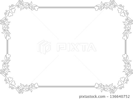 Vintage calligraphy style frame material 246 <Decorative borders, decorative frames, hearts, line drawings, black and white> Vintage calligraphy style frame material 246 <Decorative borders, decorative frames, hearts, line drawings, black and white> 136640752