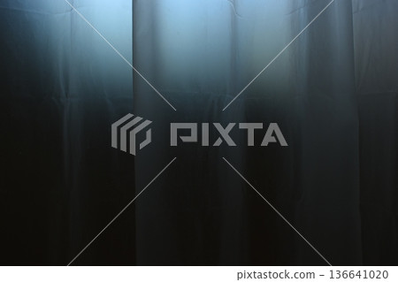 white plastic curtain texture in bathroom, scary scene white plastic curtain texture in bathroom, scary scene 136641020
