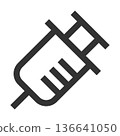 糖尿病藥物注射器圖示（簡潔線條畫，單色） 136641050