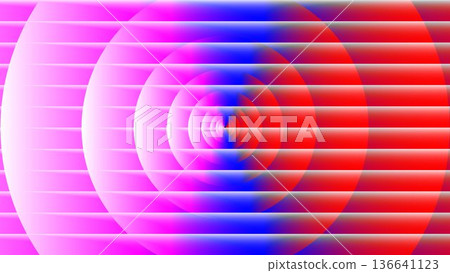 Ribbed Glass Fractal Neon Geometric Background with Concentric Circles and Gradient Colors. 136641123