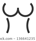 乳房手術圖示（簡潔線條畫，單色） 136641235