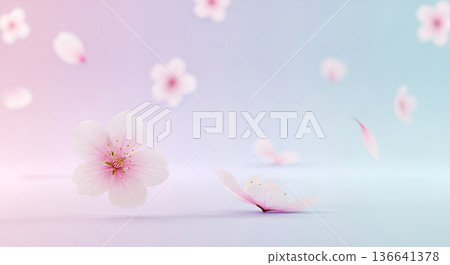 明亮的春色櫻花背景 136641378