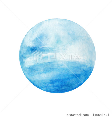海王星水彩插圖行星背景插圖 海王星水彩插圖行星背景插圖 136641421