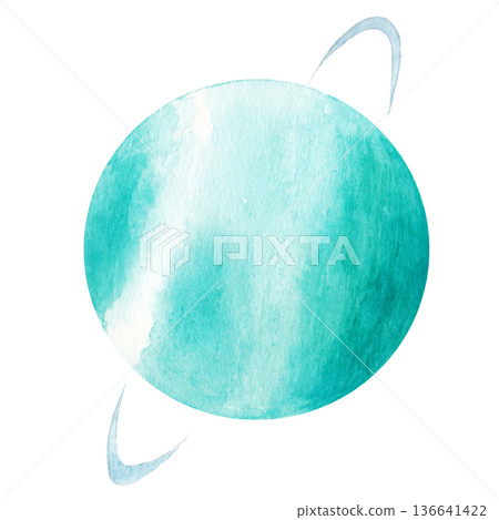 天王星水彩插圖行星背景插圖 136641422