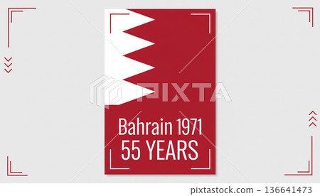 Bahrain Independence 55 Years Minimal Poster with National Flag Design Bahrain Independence 55 Years Minimal Poster with National Flag Design 136641473