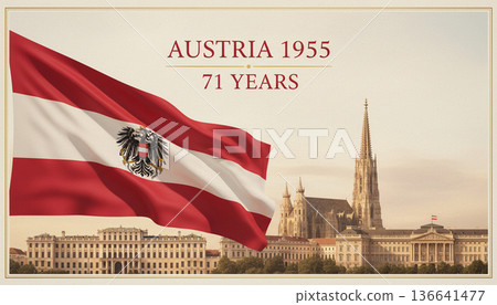 Austria Anniversary 71 Years Poster with Clean Typography and Soft Background Austria Anniversary 71 Years Poster with Clean Typography and Soft Background 136641477