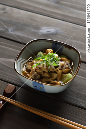 Chicken skin simmered in miso Chicken skin simmered in miso 136641700