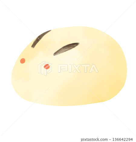 Watercolor illustration of rabbit bun, Japanese sweets, spring material 136642294