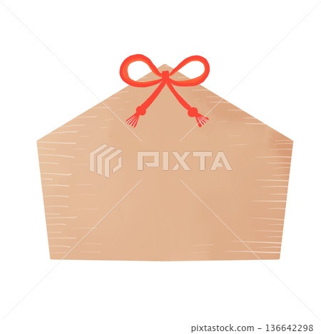Watercolor illustration of a votive plaque - auspicious material Watercolor illustration of a votive plaque - auspicious material 136642298