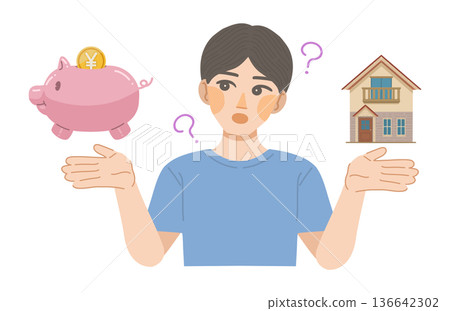 圖:一名男子正在思考住房成本 圖:一名男子正在思考住房成本 136642302
