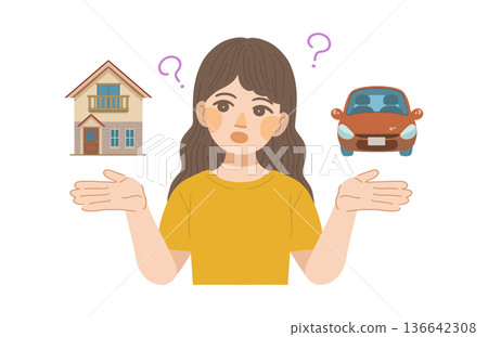 一位女性正在思考資產累積的插圖 136642308