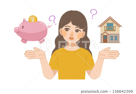 圖說:一位女士正在思考住房成本 圖說:一位女士正在思考住房成本 136642309