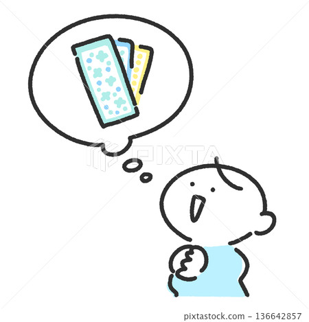 微笑男性角色正在思考貼紙 對話框 Silkatsu 136642857