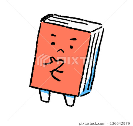 Handwritten character illustration of a thinking book Handwritten character illustration of a thinking book 136642979