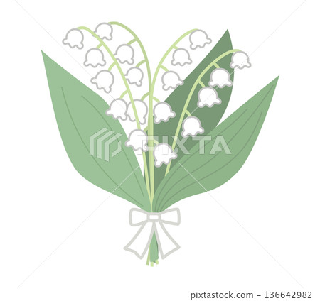 簡單的鈴蘭花束插圖 136642982