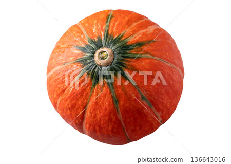 Fresh orange Kuri squash (Hokkaido pumpkin) isolated on white background 136643016