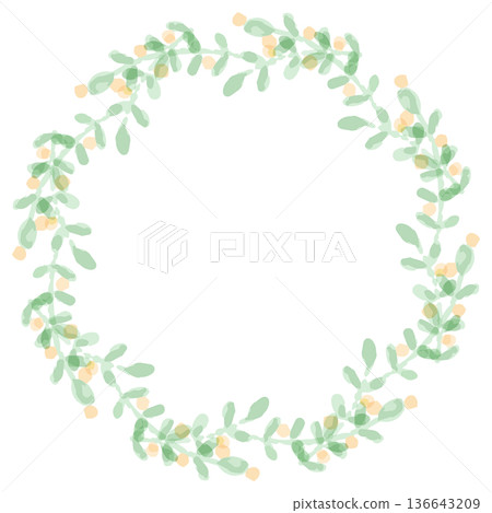 Watercolor kids illustration material for kindergartens, nurseries, and pediatrics | Leaf frame material 136643209
