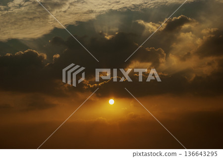 Golden sky sunrise dramatic beautiful landscape view. Dawn sky gold dusk time cloudscape with sunlight. Dramatic sunset scenic landscape. Beautiful landscape sunshine nature Golden sky sunrise dramatic beautiful landscape view. Dawn sky gold dusk time cloudscape with sunlight. Dramatic sunset scenic landscape. Beautiful landscape sunshine nature 136643295