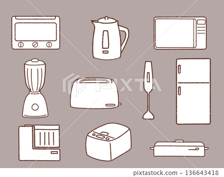Simple kitchen appliances illustration set Simple kitchen appliances illustration set 136643418