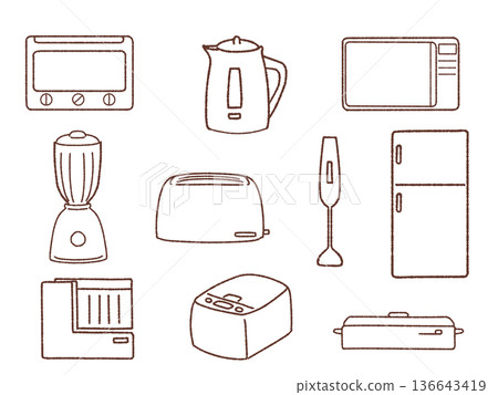 Simple kitchen appliances illustration set Simple kitchen appliances illustration set 136643419