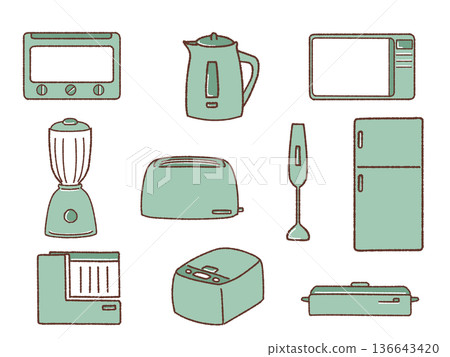 Simple kitchen appliances illustration set 136643420