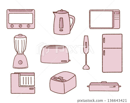 Simple kitchen appliances illustration set Simple kitchen appliances illustration set 136643421