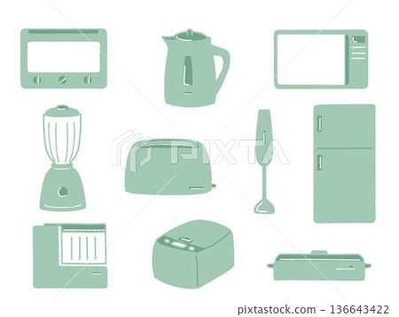 簡易廚房電器插圖集 簡易廚房電器插圖集 136643422