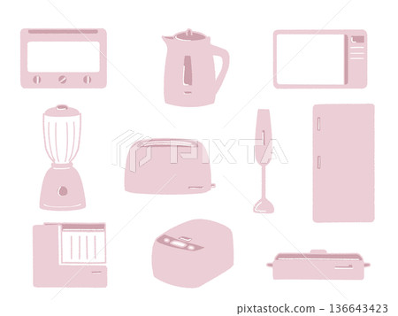 Simple kitchen appliances illustration set Simple kitchen appliances illustration set 136643423