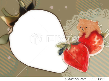 可愛的草莓和小熊相框 136643490